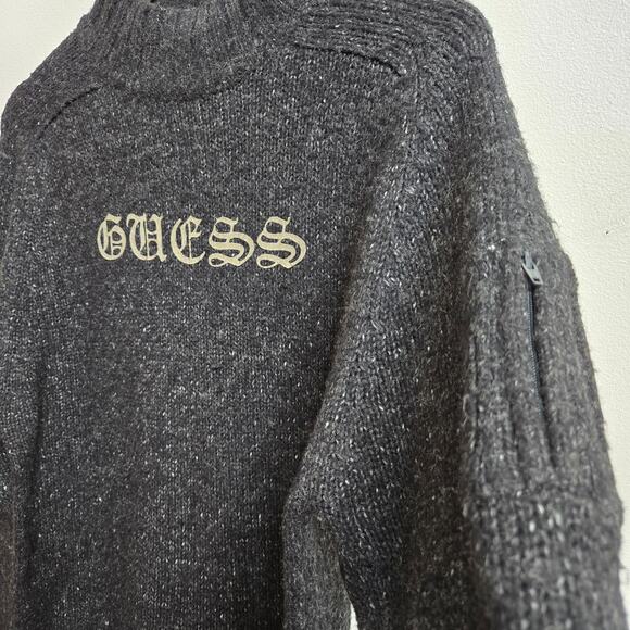 Guess Knit Mock Turtleneck Sweater L Wool Blend Vintage Y2K Streetwear Grunge - Picture 3 of 12